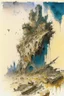 Placeholder: Destroyed City, medieval ruins, debris, stone, breched, brocken, Perspektiv from the sky, by Jean-Baptiste Monge, Ivan Bilibin, Albert Bierstadt, Reza Badrossama ink, pencil sketch, splash art, intricate details, fantasy, beautiful, oil on canvas, award winning, imperial colours, fantastic view, radient colours, very attractive, crisp quality