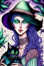 Placeholder: Witch, playing with cats, perfect iris, ink and pencil, pastel colours, style Elizabeth Kreitz