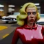 Placeholder: Ultra Realistic retro sci-fi afire Supermarket parking scene, 1960 year, blonde woman, sweet scarlet Johansson face, perfect iris, glow eyes, face makeup, tight latex coat; many panic people looking, Retro sci-fi style, soft color, highly detailed, unreal engine 5, ray tracing, RTX, lumen lighting, ultra detail, volumetric lighting, 3d, finely drawn, high definition, high resolution.