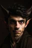 Placeholder: A portrait of a young elf, a wizard, spike ears, brown hair, Caravaggio style