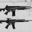 Placeholder: Full Blueprint sketch of modern rifle with full stock and scope