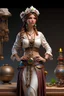 Placeholder: tabletop role-playing miniature of a haley-atwell-selena-gomes-ashley-graham-hybrid peasant wearing ancient minoan clothes in the style of hippie fashion and alphonse mucha. full body. concept art hyperrealism sculpted 4K ultra HD unreal engine 5