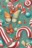 Placeholder: Butterflies and bubbles flying through a candy cane forest