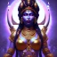 Placeholder: Goddess Kali in action, pitch black complexion, beautiful, svelte, stunning, chiseled face, fierce, unreal engine 5 volumetric lighting, intricate details, realistic style