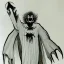 Placeholder: White bat monster with long limbs as Russian Orthodox nosferatu