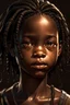 Placeholder: (high resolution) (portrait), (little african american girl), (harsh light), (close-up), (edgy expression), ((emphasized features)), thin lips, small slender, nosestriking eyes, (unique angle), (bold composition), hair in loose braids, (intense mood), ((contoured features)), (strong personality), (realistic skin texture), (professional photography), (edgy fashion), (creative makeup), ((intense gaze)), (fierce beauty), (sharp details), ((fashion model)), ((high cheekbones)), (dark brown eyes)