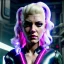 Placeholder: Actress, young Katheryn Winnick, android woman, circuits in face, glow painted face, shaved hair, ghost in the shell, leather coat, cyber punk, neon, army, bamboo, blood, portrait, cyan background, unreal engine 5, soft color, 16 bit, god lights, ray tracing, RTX, lumen lighting, ultra deatail, volumetric lighting, 3d, finely drawn, hd.