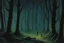 Placeholder: night, forest, cliff, 2000's gothic horror movies influence, friedrich eckenfelder and jenny montigny impressionism paintings