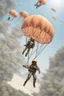 Placeholder: parachuting with a jellyfish canopy