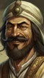 Placeholder: A Muslim man from the era of the Prophet’s companions, tall, strong in build, with a cheerful face. He had long black hair, black eyes, and a thick mustache.