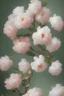 Placeholder: Beautiful picture of prunus flower and cotton on white satin sheets