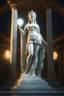 Placeholder: highly detailed marble and jade statue on a plint of the roman goddess of the sun. sun halo around head. face of a model. beautiful legs. beautiful feet. big bosom. full body shot, volumetric fog, Hyperrealism, breathtaking, ultra realistic, unreal engine, ultra detailed, cyber background, Hyperrealism, cinematic lighting, highly detailed, breathtaking, stunning temple environment