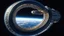 Placeholder: circular, tube, space station over a planet, photorealism