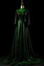 Placeholder: A dress for veiled women that focuses on the waist of the dress. A slim waist. A dark green satin dress that defines the chest and highlights its beauty. Embroidered and decorated with delicate, soft ornaments that shine brightly from the chest. The decorations define the shape of the waist. A triangle downwards defines the slim waist. Dark green satin sleeves. High quality mannequin. Harmony. The dark green dress. Hijab Arab Muslim