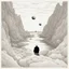 Placeholder: a alone man. pen and ink, birds eye view, illustrated by hergé, Background space and earth