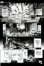 Placeholder: explosion in city, manga page, greyscale