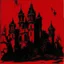 Placeholder: A dark red vampire castle painted by Andy Warhol