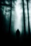 Placeholder: dark, foggy weather, night, forest, black, horror, art, evil, dark effect, white eyes, human shadows,