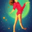 Placeholder: Woman Young wild and free floating thru space