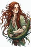 Placeholder: scaly wet pirate nereid male with seaweed in long auburn hair