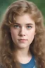 Placeholder: full color image, 1980's yearbook photo, teenager, Hermione Granger 14 years old, photorealistic, --ar 9:16 --style raw