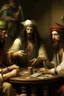 Placeholder: Jesus and some pirates friends smoking and playing cards, davinci.