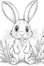 Placeholder: outline art for cute Rabbit coloring pages with sitch, white background, Sketch style, full body, only use outline, toddlers style, clean line art, white background, no shadows and clear and well outlined.