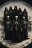 Placeholder: skeletons dressed in long black robes standing in a circle