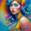 Placeholder: iv_a painting of a young woman, figurative art, an acrylic detailed painting, , brush strokes, paint drips and drabs and splatters by Chris Ofili and Bryen Frost, pexels, turquoise pink and yellow, james terrell art, blue background by Harumi Hironaka, trending on artstation, soft lines, paint drips and drabs and splatters by jana brike, fauvism, highly detailed sharp focus smooth elegant illustration by artgerm dreamy and ethereal intricate art by bastien lecouffe deharme and greg rutkowski,