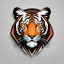 Placeholder: Front logo. 3D. Black, orange and white palette tiger in artistic style, minimalist