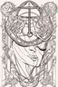 Placeholder: The Zodiac Sign of Libra intertwined with Venus accents, illustrated in black and white with distinct, bold lines, suitable for an adult coloring book, contour, vector, clean line art, isolated on a white canvas