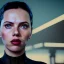 Placeholder: retro sci-fi portrait image from 1960, supermarket parking explosion, fire, classic black widow, young Scarlett Johansson, classic black tight lycra latex suit, retro superhero style, soft color, highly detailed, unreal engine 5, ray tracing, RTX, lumen lighting, ultra detail, volumetric lighting, 3d, finely drawn, high definition, high resolution.