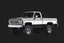 Placeholder: 1970s Chevrolet square body truck 4x4 facing a little to the left, dark gray background, high contrast black and white vector
