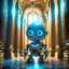 Placeholder: joyfull blessed cute holy chat robot in surrealistic hall, 8k, down-light, soft light, depth of field, photo realism, trending on art station, high detail