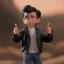 Placeholder: wide view young Fonz with black hair greaser figure doll 1980 (thumbs-up) (face) Forehead grin, fonzarelli, ((arnold's drive-in)) fonziE fonz