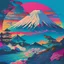 Placeholder: Mount Fuji. Ukiyo-e art, Colorful, vibrant, full of details, smooth, light effect，vaporwave colorful, smooth, extremely sharp detail