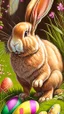 Placeholder: Easter bunny adventure, art, drawing, very realistic, detailed, vibrant colors.