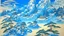 Placeholder: A cyan glacier island covered in snow painted by Katsushika Hokusai