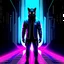 Placeholder: catman rebel retro futuristic cyberpunk poster full body