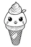 Placeholder: outline art for cute Ice cream cone coloring pages with sitch, white background, Sketch style, full body, only use outline, toddlers style, clean line art, white background, no shadows and clear and well outlined.