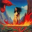 Placeholder: she's eaten so many chillies she's on fire [Humorous, quirky avant garde, Roger Dean futuristic neo-dada]