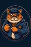 Placeholder: create a round logo with a fat tomcat holding a gun wearing glasses and giving gangster vibes