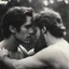 Placeholder: [vintage style noisy scratches glitches, Shot the texture and then rewound the film and double exposed the face] Jacob wrestling with angel