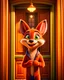 Placeholder: Cute small Fox waving at me and smiling greeting me in front of theater door ,unreal engine, cozy indoor lighting, artstation, detailed, digital painting,cinematic,character design by mark ryden and pixar and hayao miyazaki, unreal 5, daz, hyperrealistic, octane render