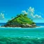Placeholder: A turquoise island near a seaside painted by Frank Wilson