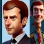 Placeholder: Emmanuel Macron, Pixar Studio movie style,