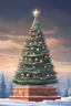 Placeholder: A majestic Christmas tree adorned with sparkling lights and shimmering ornaments, standing tall in a snowy Soviet landscape.