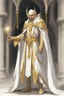 Placeholder: High elf wizard wearing gold hemed white cloak
