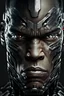 Placeholder: face of cyborg seen from the side with evil expression