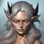 Placeholder: (round) (dnd token) of bubbly old withered eladrin, artstation, no background